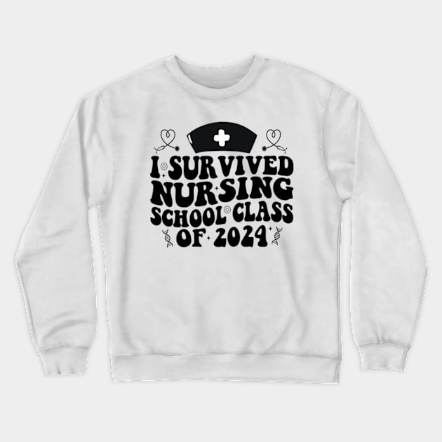 I Survived Nursing School 2024 RN ER Nurse Graduation Gifts Crewneck Sweatshirt by David Brown